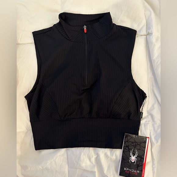 NEW Spyder Ribbed Crop Zip Up Size S - Picture 4 of 5